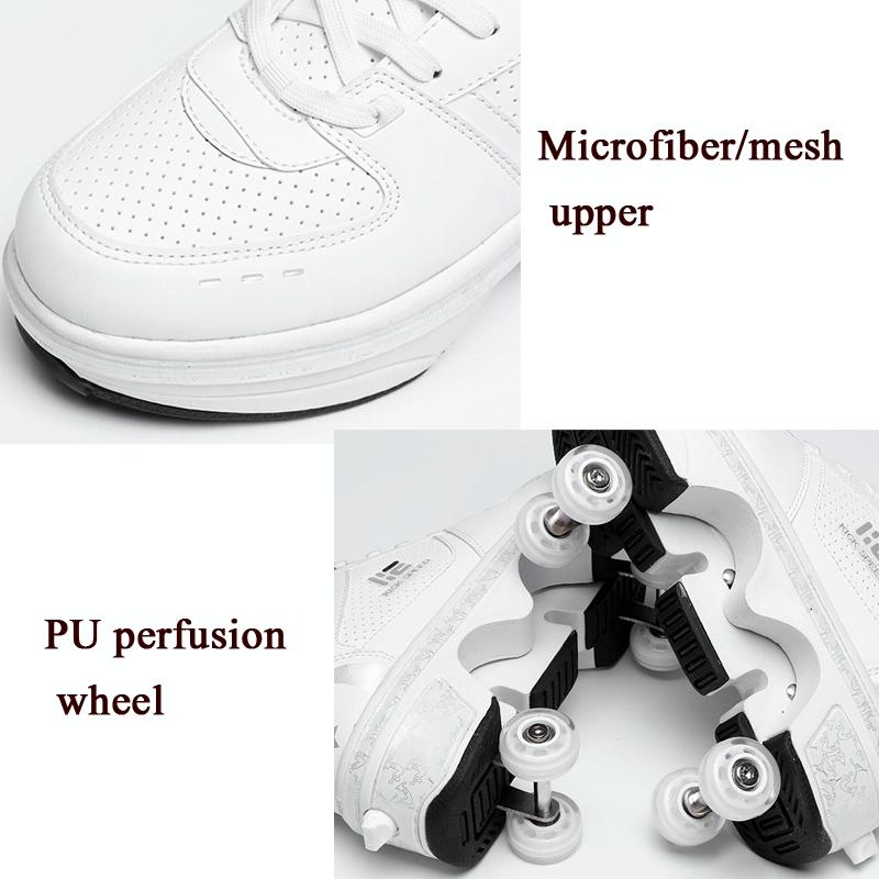 Versatile Double Row Rune Roller Skates - Size 39 - High-Top With Light (White)