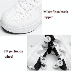 Versatile Double Row Rune Roller Skates - Size 39 - High-Top With Light (White)