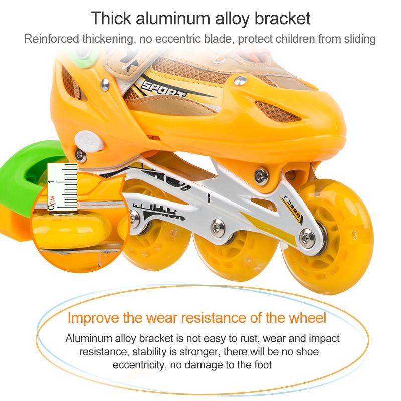 Adjustable Kids Roller Skates Set - Flash Wheels Size m - Pink