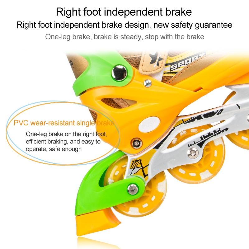 Adjustable Kids Roller Skates Set - Flash Wheels Size m - Gold