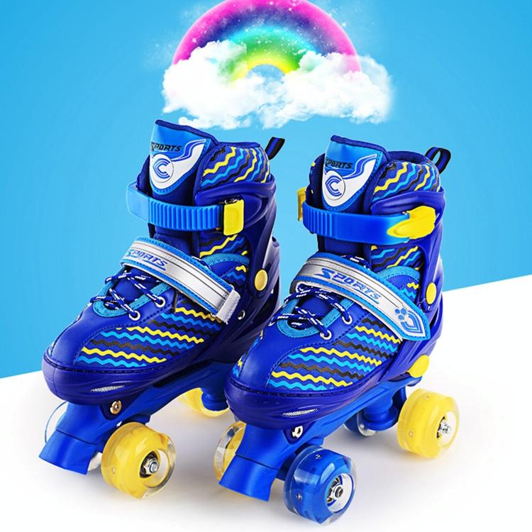 Kids Double-row Roller Skates - Full-flash White Size s - Blue