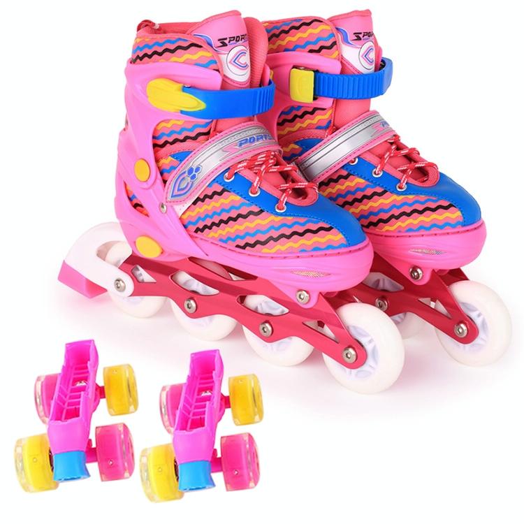 Kids Double-row Roller Skates - Full-flash White Size s - Blue
