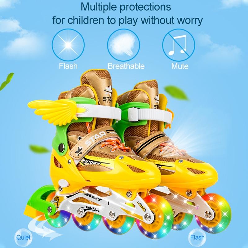 Adjustable Kids Roller Skates Set - Flash Wheels Size m - Red