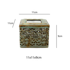 Ornate Square Trinket Box w Photo Lid 11cm