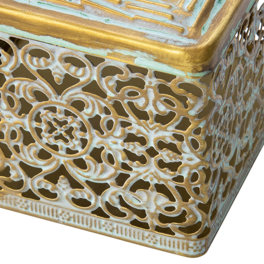 Ornate Square Trinket Box w Photo Lid 11cm