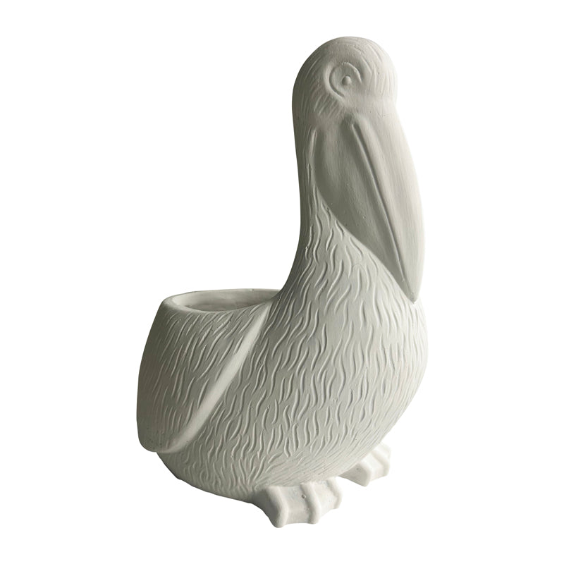 Contemporary White Pelican Planter w Hole + Plug 24cm