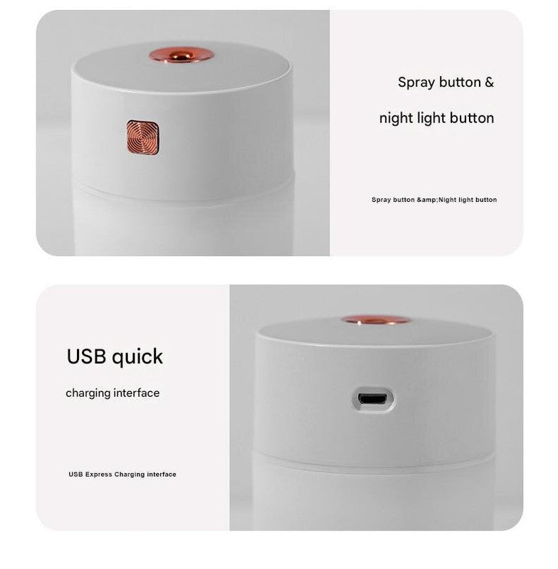 Gray 300ml USB Air Humidifier - Quiet Mini Humidifier for Bedroom, Office, Car