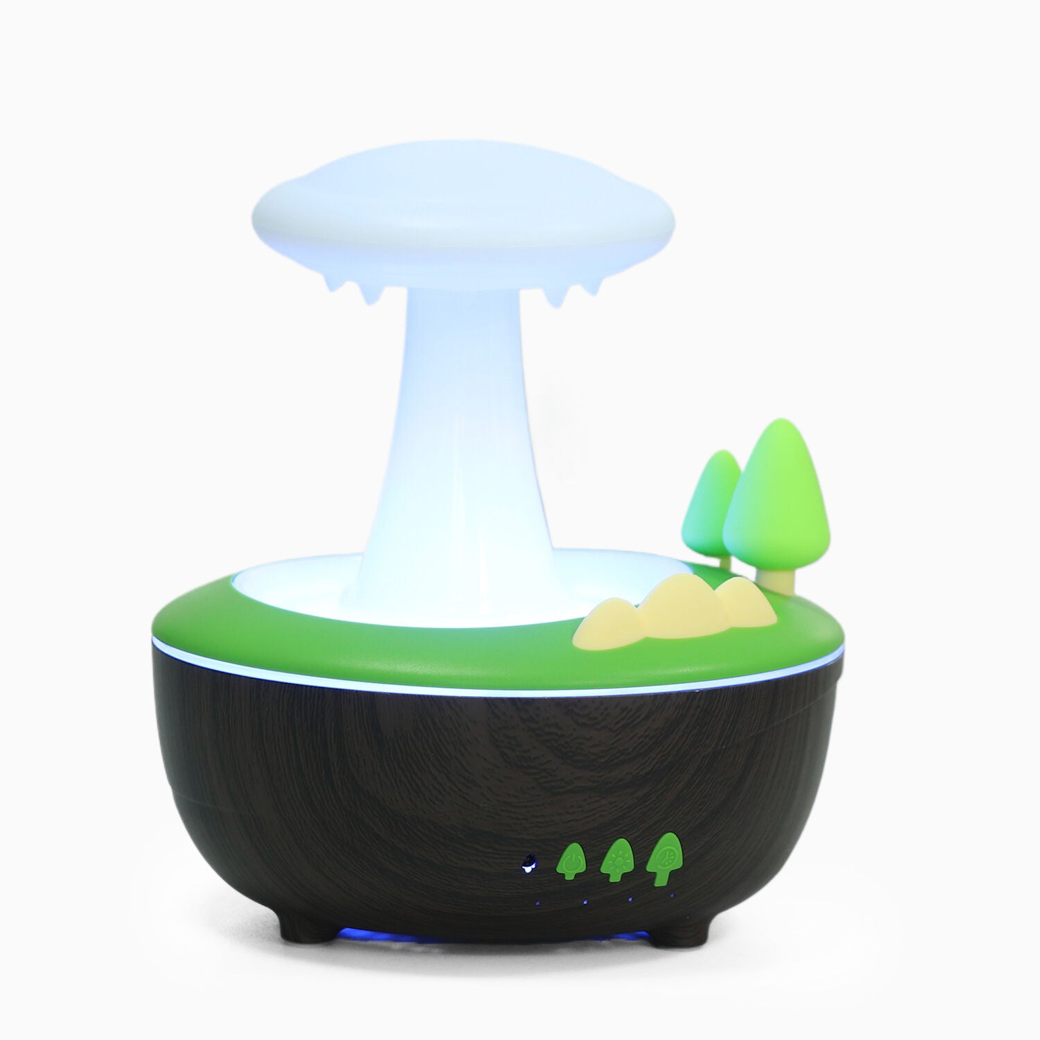 Dark Woodgrain Raindrop Mushroom Aroma Diffuser - 280mL Ultrasonic Humidifier with Colorful Lights