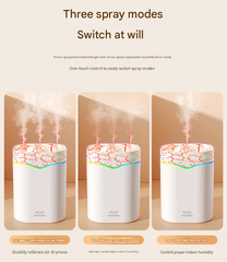 White Volcano Style 2L Cool Mist Humidifier - Triple Nozzle with RGB LED & Quiet Operation