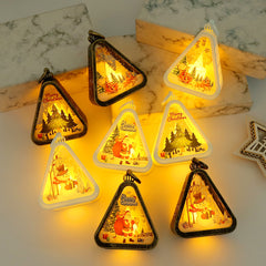 Bronze color Elk Charming Christmas Scene Mini Lanterns (Set of 3) - Battery Operated LED Lights for a Cozy Holiday Glow