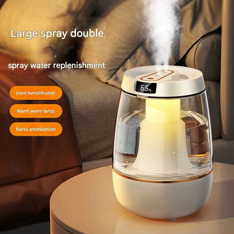 White 3.5L Smart Cool Mist Humidifier with Dual Nozzle & Digital Display - Ultra-Quiet Air Purifier for Bedroom and Office