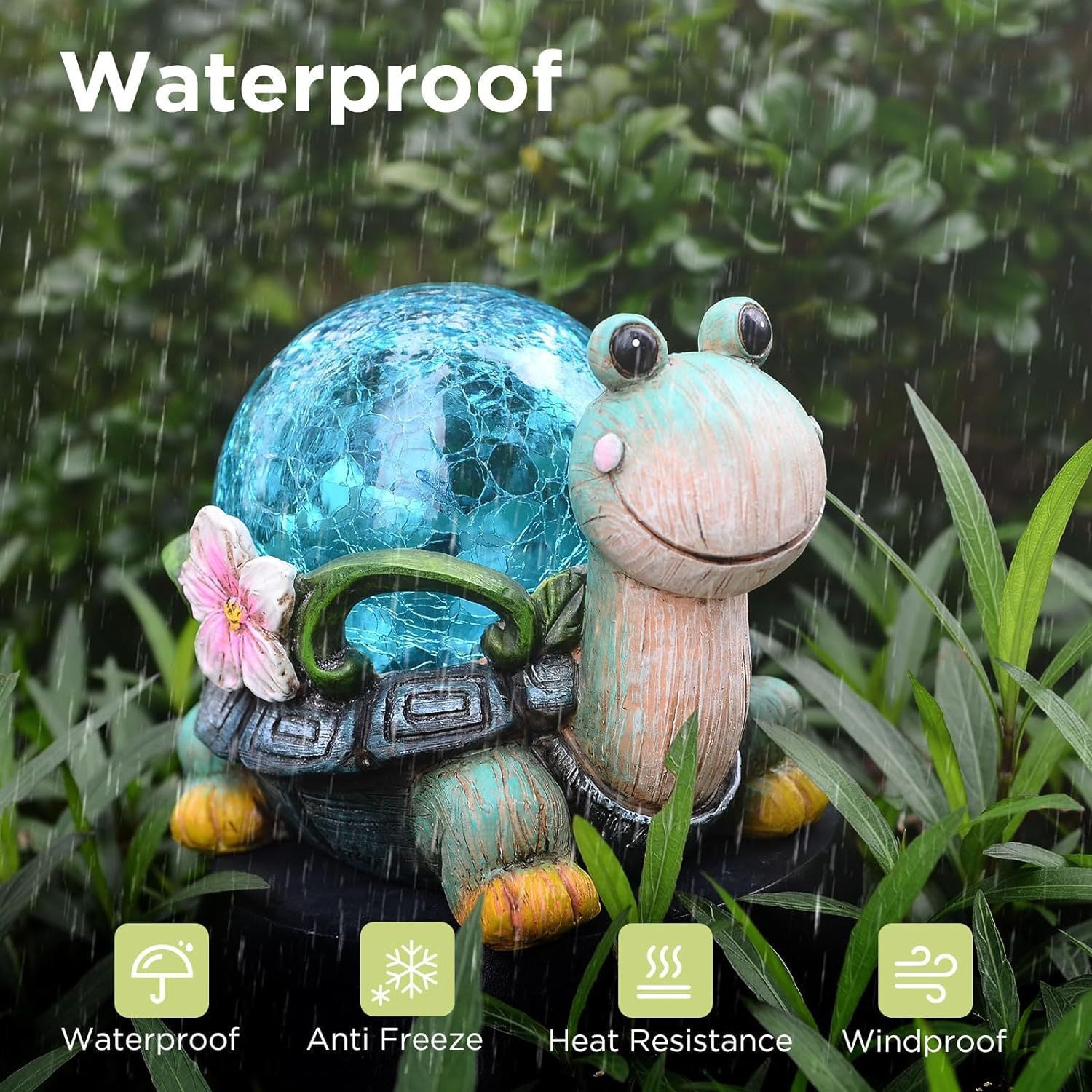 Cats and Butterflies Charming Solar-Powered Animal Garden Statue - Waterproof Resin Figurine with Glowing LED Accents