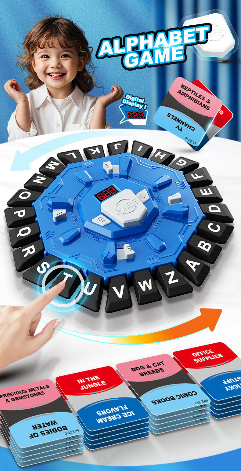 2pc Electronic Alphabet Categories Game - Fast-Paced Word Challenge for Family Fun(blue)