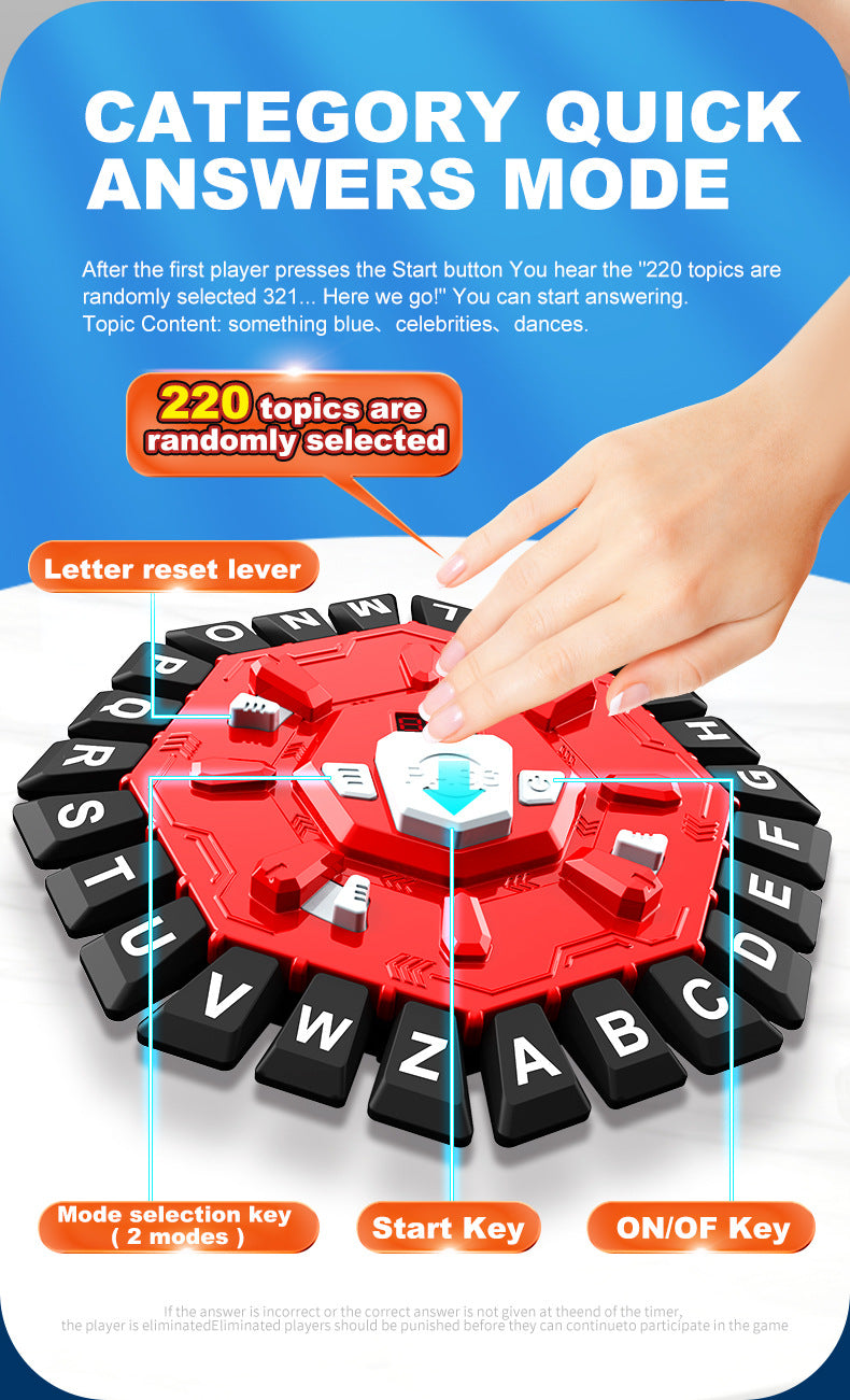 2pc Electronic Alphabet Categories Game - Fast-Paced Word Challenge for Family Fun(red)