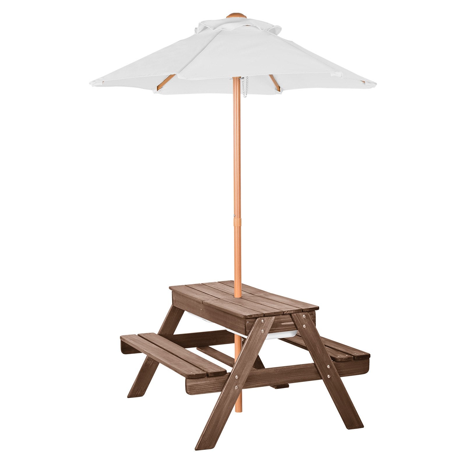 VEVOR Picnic Table Wooden Tables and Bench Set Umbrella Garden Indoor Outdoor