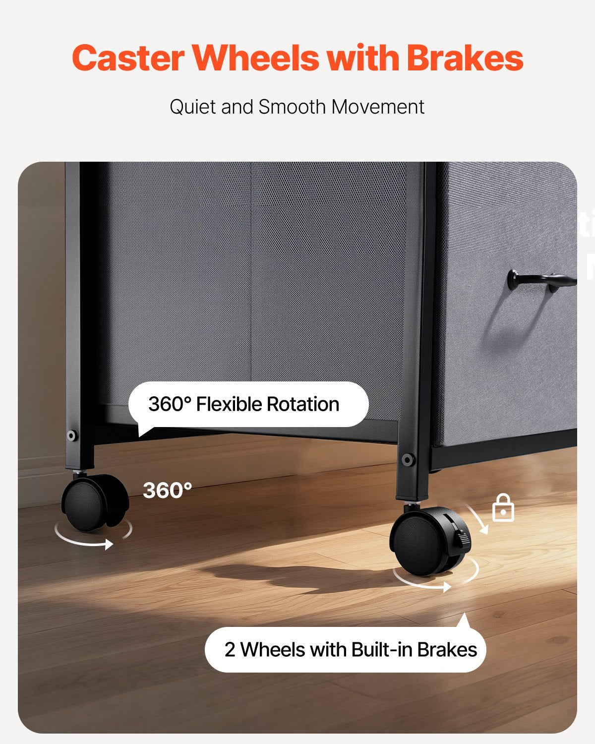 VEVOR Mobile Metal File Cabinet with 3 Fabric Drawers and 2 Open Shelves Brown