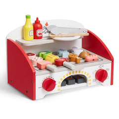 VEVOR 26 PCS Kids BBQ Grill Playset Wooden Cooking Grill Toy Set Pretend Sound