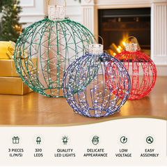 Jingle Jollys Christmas Lights 320 LED Fairy Light 3pcs Ball Decorations Set
